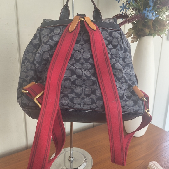 Coach Denim Backpack with Red Accents - Picture 4 of 13